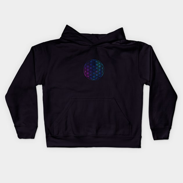 Flower of Life - Higher Chakra Colors Kids Hoodie by LunarLanding